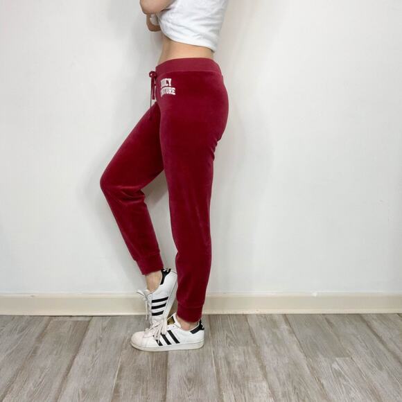 JUICY COUTURE y2k 90s velour track suit sweatpants maroon berry 2829 - Picture 3 of 11